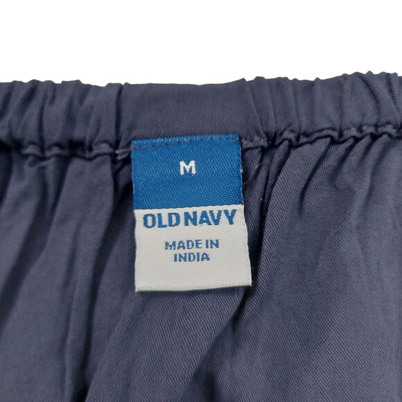 Old Navy One Shoulder Midi Dress Womens Medium Navy Pleated Rayon Bohemian - Picture 11 of 13